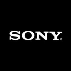 The white Sony logo in bold, uppercase letters is centred on a solid black background.